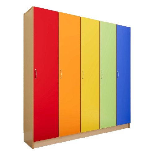 Шафа для роздягальні Веселка Захід Меблі в дитячий садочок 5 секційна Асорті 1500 мм